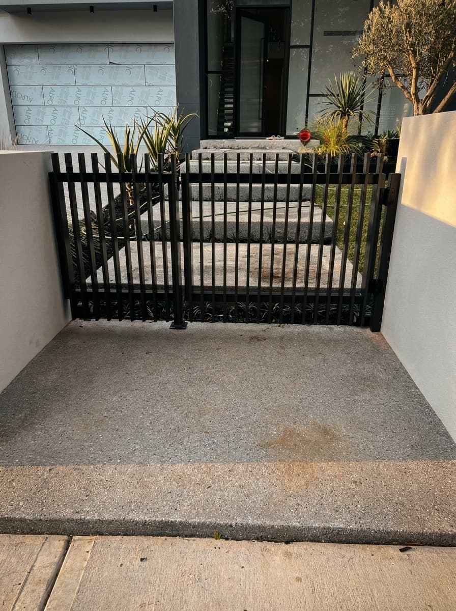 Black metal double pedestrian gate
